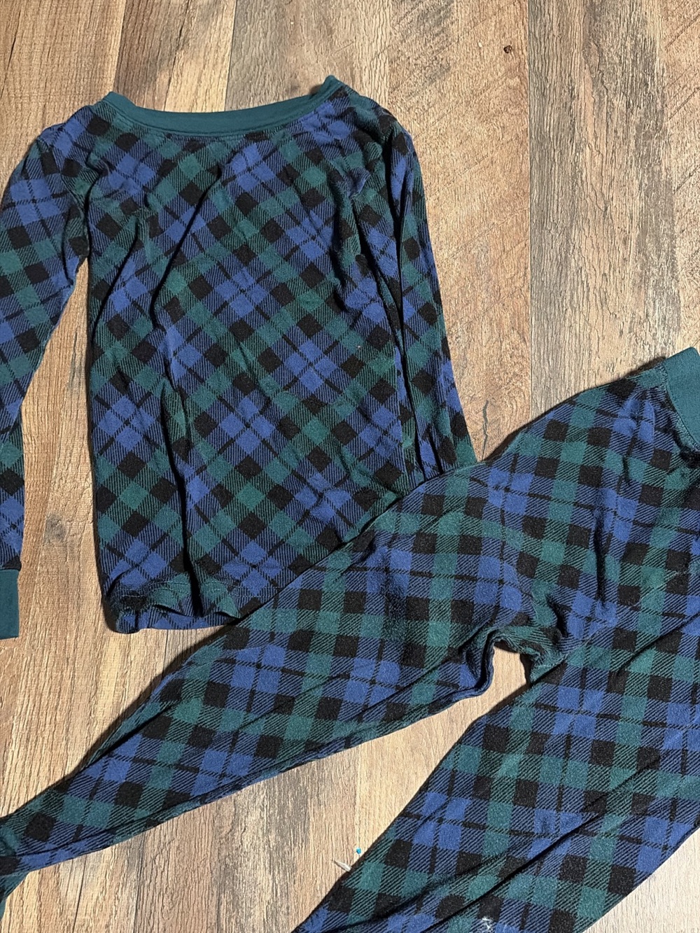 Little Sleepies Blue & Green Plaid Thermal Pajama Set - Cozy Two-Piece